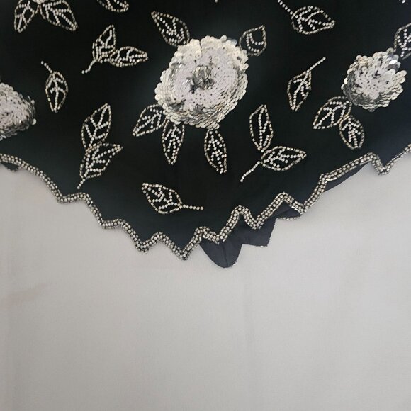 Marina By Marina Bresler Vintage Sequined & Beaded Scalloped Edge Blouse Medium - Picture 8 of 14